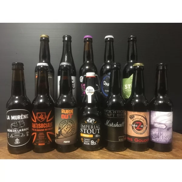 Coffret 12 bières noires artisanales